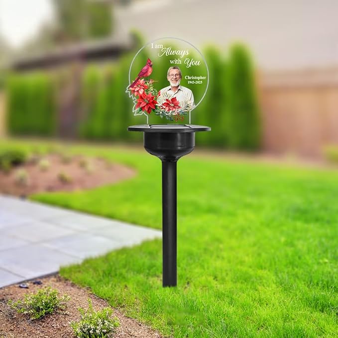 Personalized Memorial Solar Lights - Outdoor Light Garden Decor - Cardinals Appear When Angels are Near - Grave Decorations for Cemetery Memorial Gifts Loss of Mother, Sympathy Gift