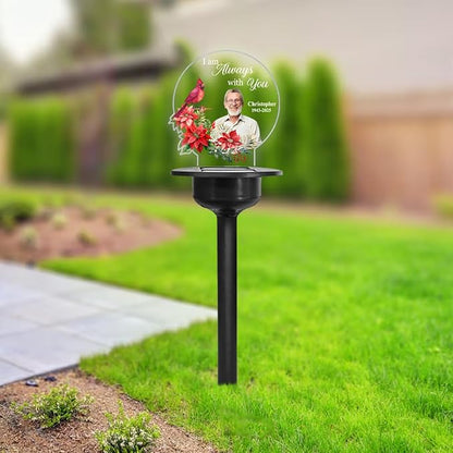 Personalized Memorial Solar Lights - Outdoor Light Garden Decor - Cardinals Appear When Angels are Near - Grave Decorations for Cemetery Memorial Gifts Loss of Mother, Sympathy Gift