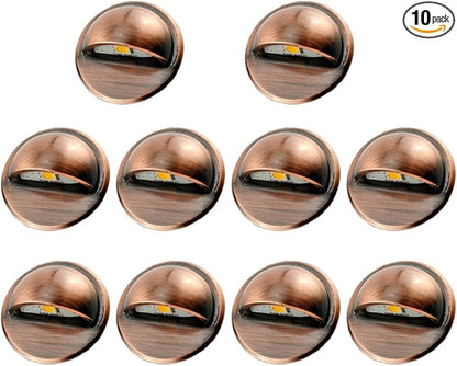 FVTLED Pack of 10 Low Voltage LED Deck Lights kit Φ1.38 Outdoor Garden Yard Decoration Lamp Recessed Landscape Pathway Step Stair Cold White LED Lighting, Bronze