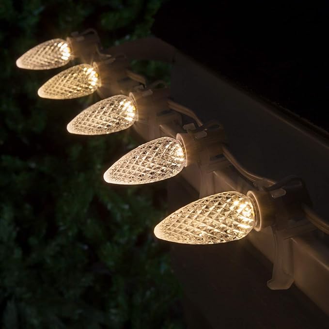 Wintergreen Lighting C9 OptiCore LED Commercial Outdoor Christmas Lights Heavy Duty; Wedding; White Wire (50 Lights, 50 Ft, Warm White)