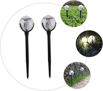 Toyvian Solar Powered Plastic Lawn Lights 2pcs Color Changing Outdoor Garden Pathway Lamps for Patio Yard Landscape Lighting