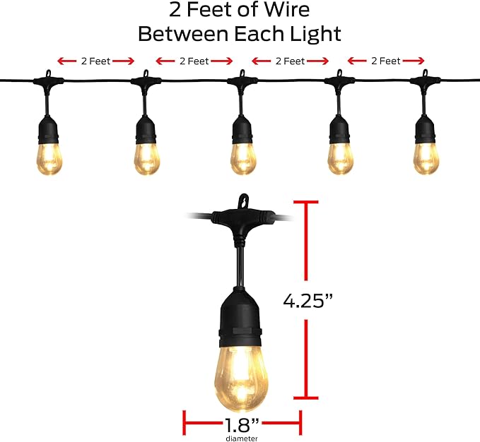 Monster 24 Foot Premium Outdoor Smart RGB+IC+WW String Lights, 12 Bulb Color Flow Dimmable LEDs, Sound Reactive, Water & Weather Resistant, Compatible with Alexa, Siri, Google Home, App