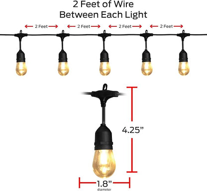 Monster 24 Foot Premium Outdoor Smart RGB+IC+WW String Lights, 12 Bulb Color Flow Dimmable LEDs, Sound Reactive, Water & Weather Resistant, Compatible with Alexa, Siri, Google Home, App