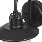 Globe Electric 60000012 1-Light Outdoor Wall Sconce, Matte Black, 7" Seeded Glass Shade, Curved Stem, Porch Light | Lumora