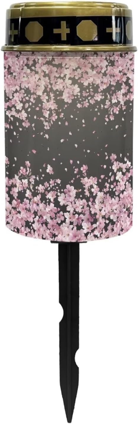 Cherry Blossom Solar Outdoor Lights Waterproof Solar Walkway Lights Memorial Cemetery Decorations Garden Solar Light for Yard, Lawn, Patio, Pathway, Backyard