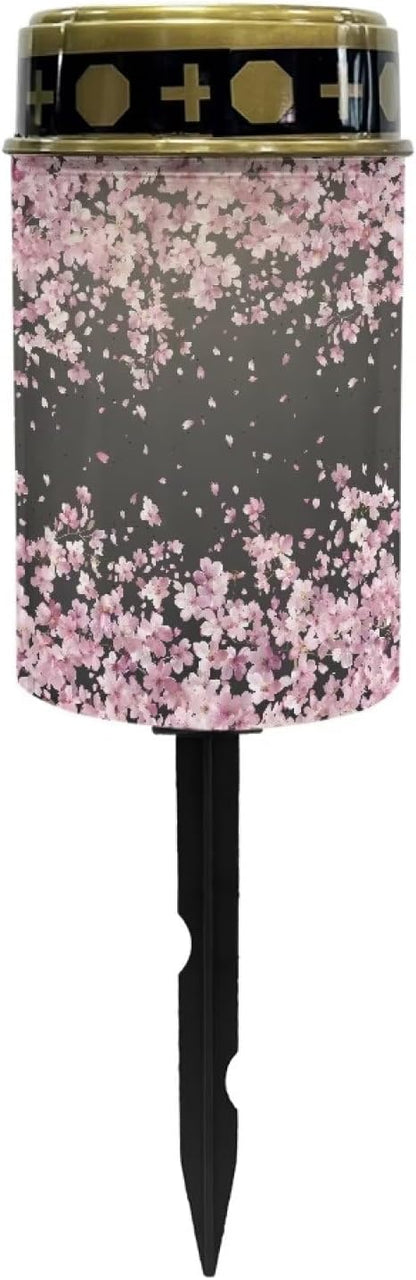 Cherry Blossom Solar Outdoor Lights Waterproof Solar Walkway Lights Memorial Cemetery Decorations Garden Solar Light for Yard, Lawn, Patio, Pathway, Backyard