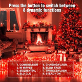 Nisocy 400FT Red Christmas String Lights with Remote, Green Wire LED Mini Lights, 8 Modes, Timer, Plug-in Indoor Outdoor Lights for Large Trees, Fences, Valentine’s Day, Halloween and Christmas Decor