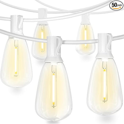 Outdoor String Lights 100FT Patio Lights with 50 Shatterproof, String Lights Outdoor Waterproof with ST35 LED Vintage Edison Bulbs, Hanging Light for Outside Backyard Garden-White