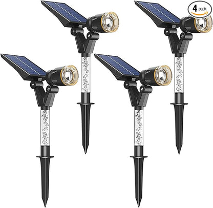 Solar Spot Lights Outdoor Waterproof IP65, 180 Lumens 5000K Cool White Solar Powered Outdoor Lights, Smart Circuit for All-Night Illumination Outdoor Solar Lights for Yard, House, Garden, Pathway, 4PK