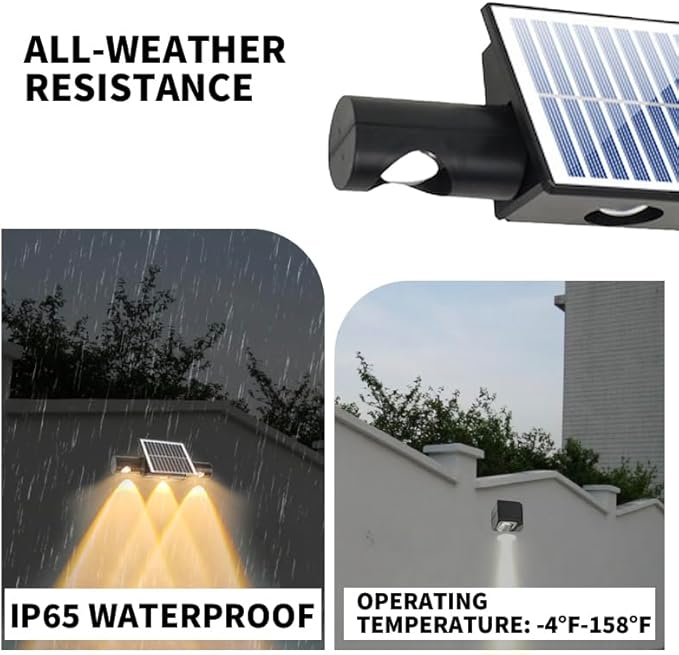 Solar Fence Lights Outdoor 8-Pack, 3000/4000/6000K & 8 RGB Colors, IP65 Waterproof LED Fence Lights Solar Powered, 100 Lumens Outdoor Light for Yard, Patio, Deck, Wall, Stair, Step, Railing (2PK-WR)