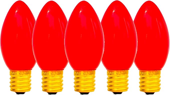 EST. LEE DISPLAY L D 1902 Indoor ＆ Outdoor String Light C7 Ceramic 4TH of July Steady Replacement Bulbs (Solid Red | Lumora