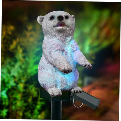 DOITOOL Solar LED Polar Bear Lawn Lamp Colorful Solar Powered Garden Light Outdoor Landscape Decorative Lighting for Pathway Trees Flowers