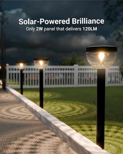 Sunco 6 Pack Round Solar Pathway Lights Outdoor, Super Bright 120 LM, 2CCT 2700K Soft White & 4000K Cool White, Dimmable Path Lights for Garden, Backyard, Walkway, Driveway.