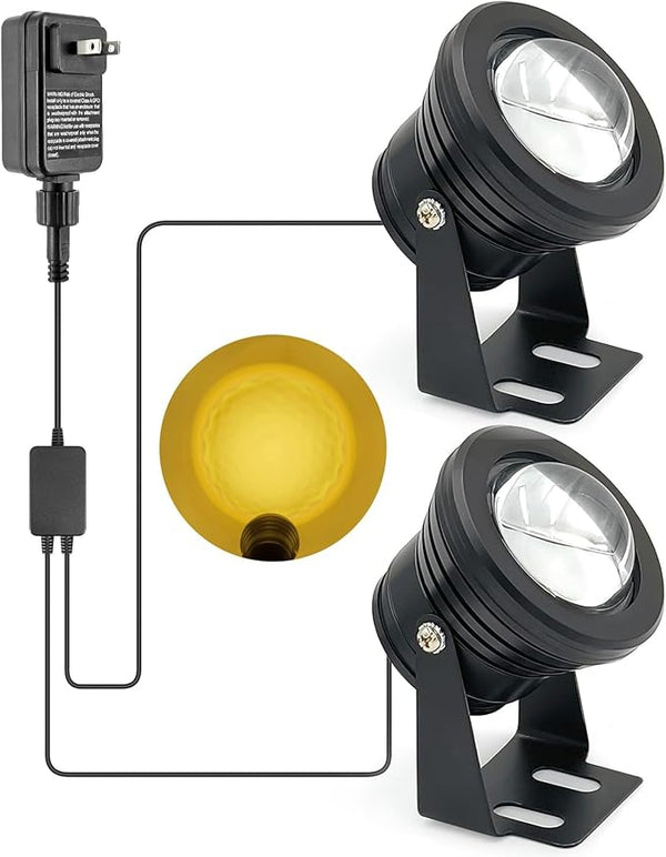 Warm White Pond Lights, Outdoor 10 Ft Cord Underwater Light 12W IP68 Waterproof Garden Lights Spotlight for Lawn | Lumora