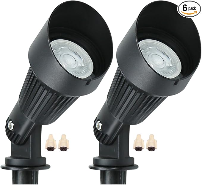 Lumina Lighting® 5W Landscape Lighting 12V Landscape Lights Low Voltage Landscape Spotlights Warm White Waterproof Outdoor Replaceable LED Bulb for Garden,Lawn,Porch,Patio and Yard (Black) (2-Pack)