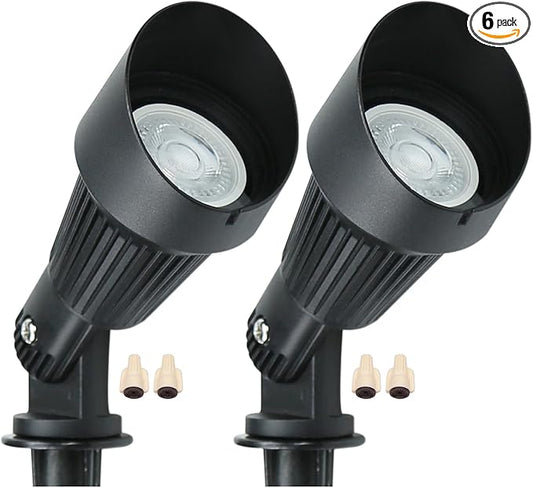 Lumina Lighting® 5W Landscape Lighting 12V Landscape Lights Low Voltage Landscape Spotlights Warm White Waterproof Outdoor Replaceable LED Bulb for Garden,Lawn,Porch,Patio and Yard (Black) (2-Pack)