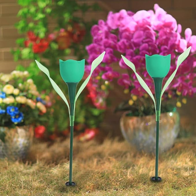 4Pcs Solar Pathway Lights Outdoor Garden Lamp Flower Lights Solar Garden Stake Lights Garden Decorative Lawn Lamp Solar Decorative Lights for Yard, Patio, Backyard(Green)