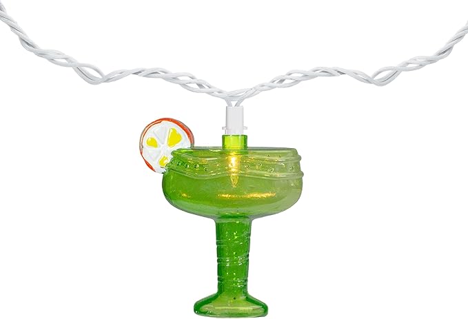 Northlight Cocktail Glasses Patio Light Set - Multi-Color - 7.25' White Wire - 10ct