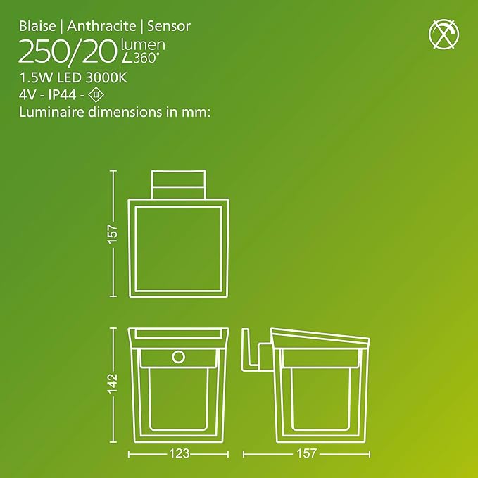 Philips Solar LED 1-Pack Ultra-Efficient Wall Lantern - Blaise, Dusk to Dawn, Automatically Linkable, Daylight and | Lumora