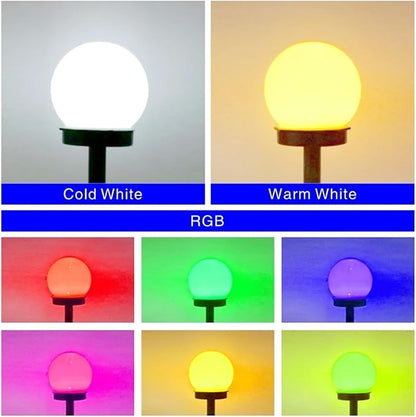 Solar Pathway Lights, Round Ball Outdoor Garden Lamps, 2/4/6/8Pcs Waterproof Landscape Lighting for Yard & Lawn(RGB,2 PCS)