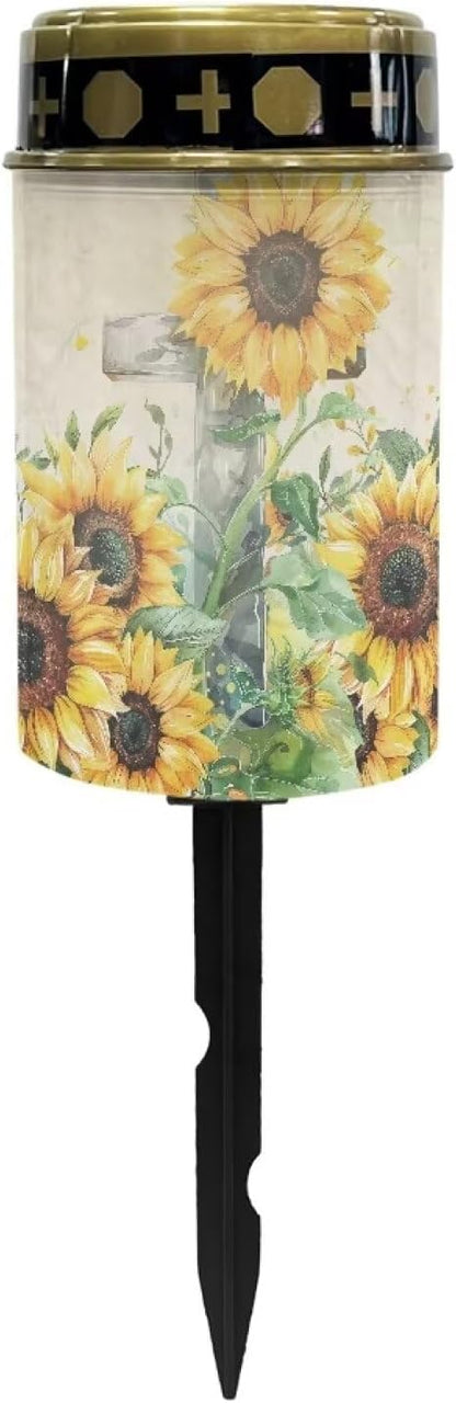 Solar Garden Lights Outdoor Sunflower Cross Waterproof Decorative Solar Lights Outdoor Solar Lights for Garden Yard Patio Lawn Outdoor Decor, Gifts for Dad,Mother,Grandma