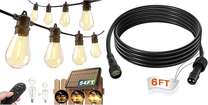 addlon 54FT Solar String Lights with 6FT Extension Cable