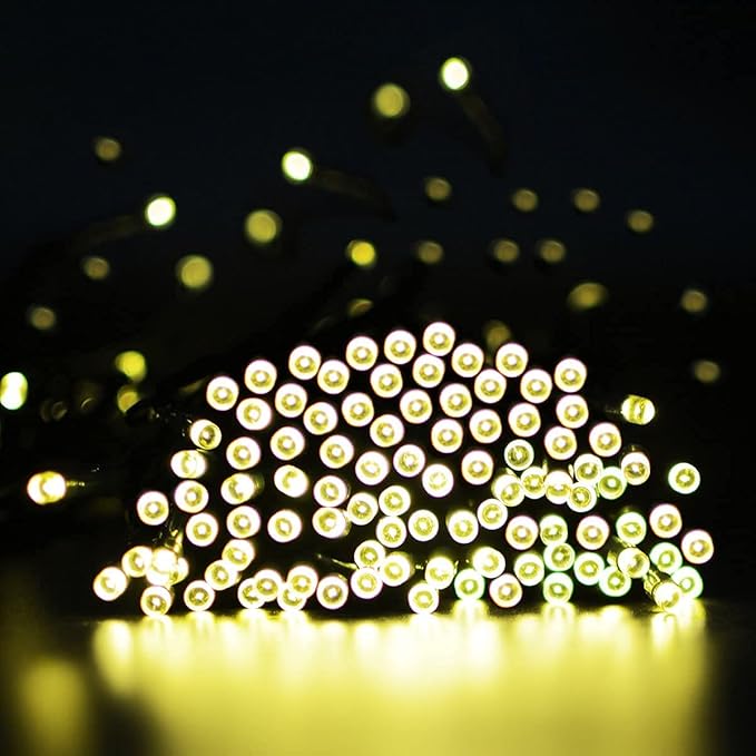 Solar String Lights 2 Pack, Outdoor Light Total 400 LED 144FT Solar Christmas Lights, 8 Modes Solar Lights Oudoor Waterproof for Tree Patio Yard Garden Christmas Parties Decoration (Warm White)