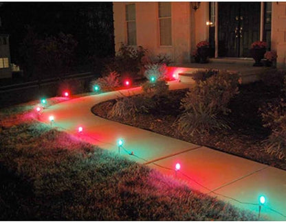 LumaBase Electric Pathway Lights with 10 Red and Green Bulbs