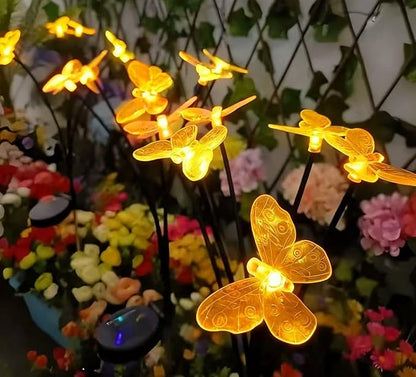 Solar Garden Lights Outdoor Waterproof，2 Pack of 16 LEDs Solar Butterfly Lamp for Courtyard, Garden, Balcony, Terrace, Lawn.
