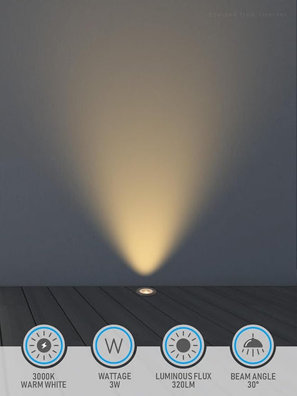 LEONLITE 12-Pack 3W Well Lights Landscape LED In Ground, 320LM 12-24V AC/DC Low Voltage, CRI90 IP67 Waterproof Inground Well Lights Outdoor, Rock Color, Aluminum, Embedded Parts Included, 3000K