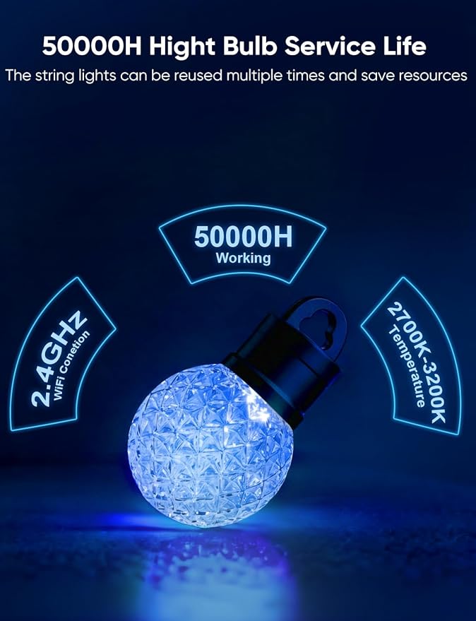 APPECK Outdoor String Lights 100FT, RGBW Smart Patio Lights with 111 Scene Modes, Christmas String Lights with 50 | Lumora