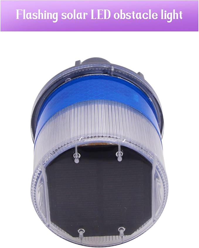 PENCK Solar LED Warning Light Waterproof Driveway Lights Flashing Barricade Light Road Construction Safety Signs Flash Traffic Light for Outdoor Fence Patio Yard Home Pathway Stairs Garden (Blue)