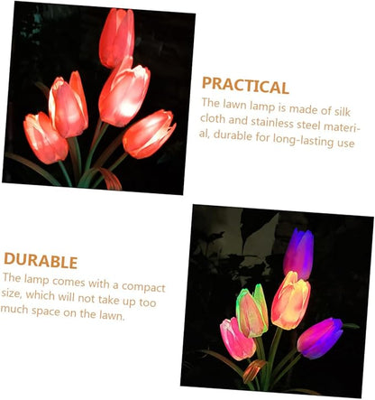 DOITOOL Lawn Solar Lamp Light Lamp Decoration Powered Decorative Tulip for Outdoor Solar Ornament Yard Creative Garden