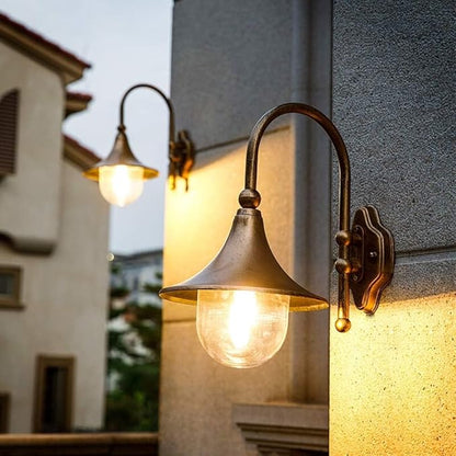 European Style Curved Neck Outdoor Wall Lantern Light,Retro Garden Balcony Aisle,Waterproof Lamp AlumiExpression artistique m Exterior Rainproof Sconce,Garage Islands Decor Lighting