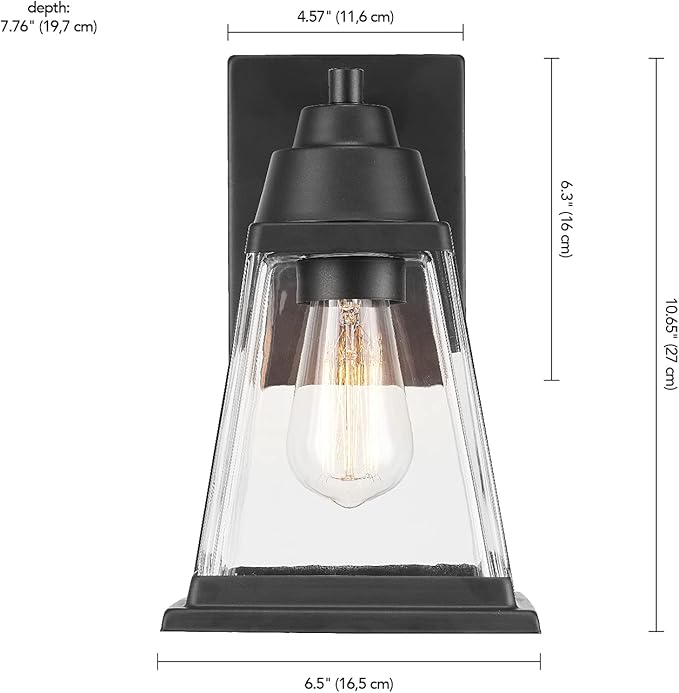 Globe Electric 44697 Merle 1-Light Outdoor Wall Sconce, Bronze, Clear Glass Shade, Brown, Bulb Not Included | Lumora