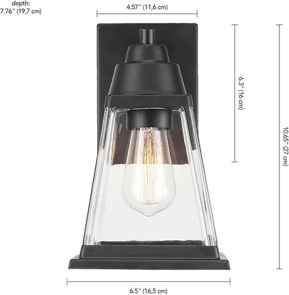 Globe Electric 44697 Merle 1-Light Outdoor Wall Sconce, Bronze, Clear Glass Shade, Brown, Bulb Not Included