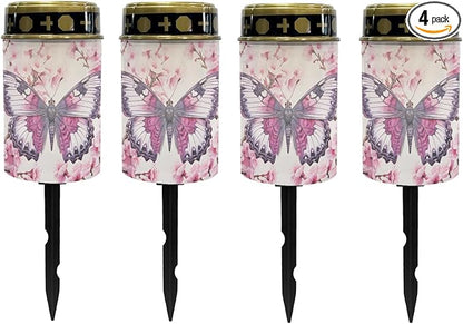 Pink Butterfly Solar Butterfly Lights Outdoor Solar Garden Lights Waterproof Solar Pathway Lights for Outside Yard Patio Flameless LED Lantern,Wall Light Auto On/Off