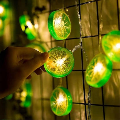 Fruit String Lights Battery Powered Indoor Outdoor Lighting Lamp Strawberry/Grape/Watermelon/Lemon/Banana for Wedding Home Birthday Garden Yard Patio Party Decorations (Green Lemon)