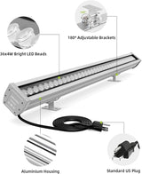LED Wall Washer Light with RF Remote, 144W RGBW Color Changing Linear Bar Light, AC120V Waterproof RGB CCT Wall | Lumora