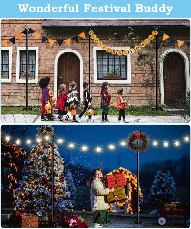 10FT String Light Pole Stand | Outdoor String Lights Hanging, Use for Backyard, Garden, Patio, Party, Festival | Lumora