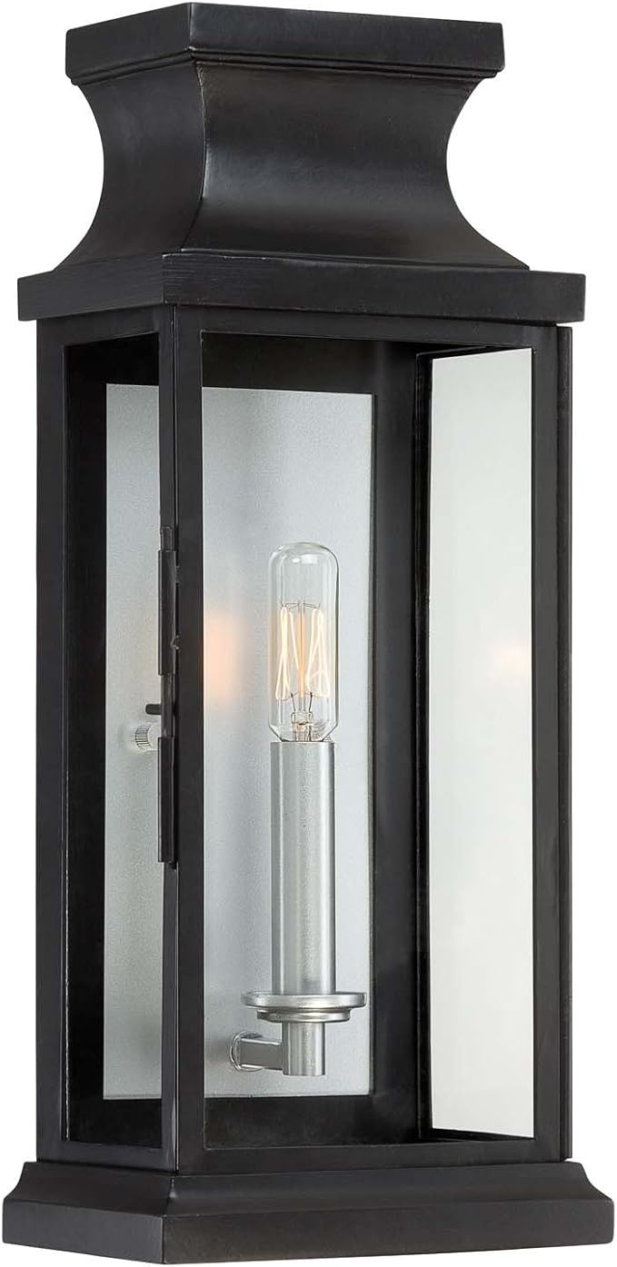 Savoy House 5-5910-BK Brooke Traditional Clear Glass Outdoor Wall Lantern, 1-Light 60 Watt, 17" H x 7" W, Black