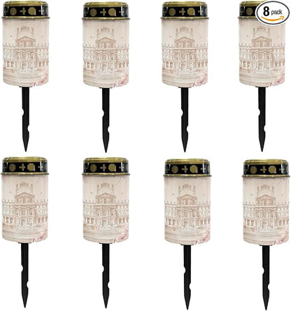 Castle Cemetery Lights - Cute Solar Pathway Lanterns for Outside, Waterproof Auto On/Off Landscape Lighting