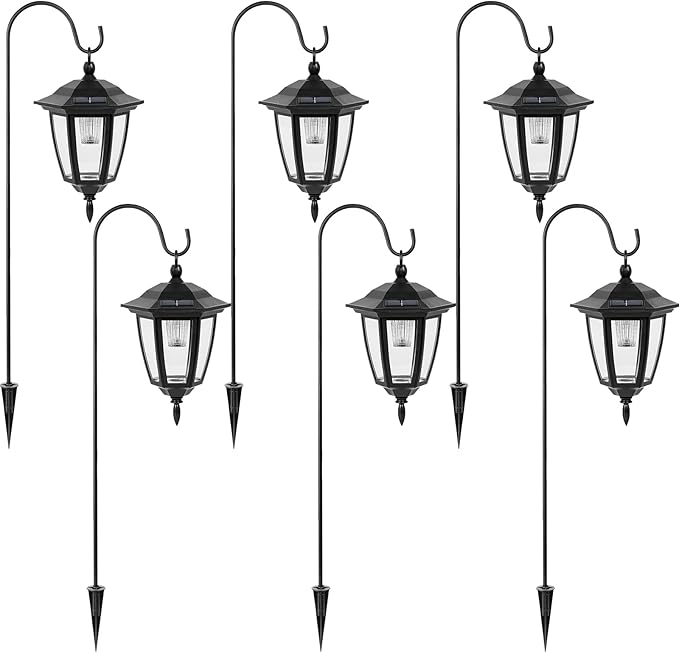 Viewsun 34 Inch Hanging Solar Lights, 6 Pack Shepherd Hook Lights with Shepherd Hooks Waterproof Outdoor Decorative | Lumora
