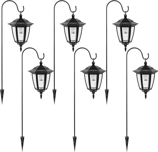 Viewsun 34 Inch Hanging Solar Lights, 6 Pack Shepherd Hook Lights with Shepherd Hooks Waterproof Outdoor Decorative Solar Lantern Lights for Garden Decor, Patio, Backyard, Pathway