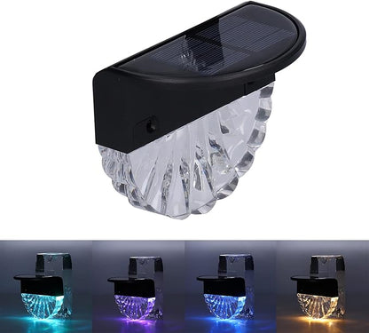 Solar Deck Lights, Polycrystalline Silicon Solar Fence Lights with 2 Lighting Modes for Outdoor Path Garden Balcony Garage Wall