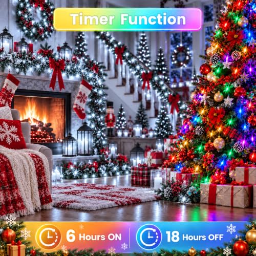 Connectable 240LED String Lights, Christmas Lights Cool White to Multicolor