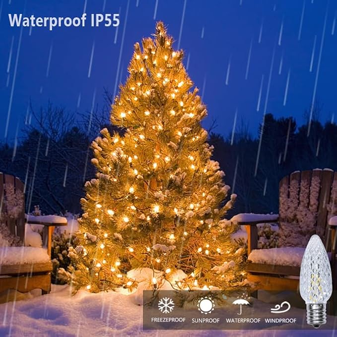 C9 Christmas Light Bulbs 25 Pack, Shatterproof Replacement LED Bulb, 2700K Warm White Fairy Lights for Indoor and | Lumora