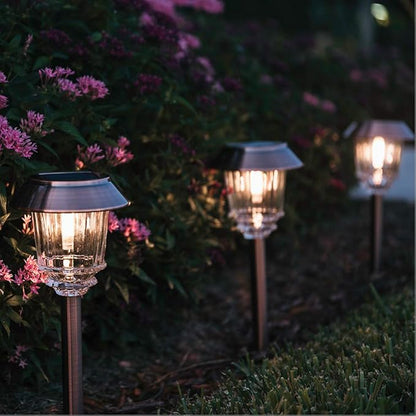 XMCOSY+ Solar Lights Outdoor - 4 Pack Solar Yard Lights, Solar Garden Lights with Glass Metal, IP65 Waterproof Solar Powered for Yard Landscape Driveway Walkway