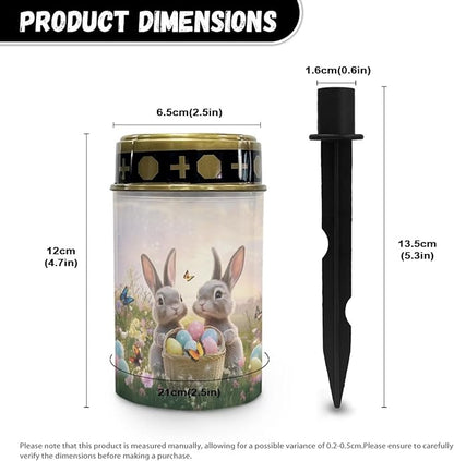Easter Rabbit Eggs Solar Garden Lights Outdoor Decorative Solar Stake Lights-Waterproof Warm White LED for Remembrance Gifts Cemetery Grave