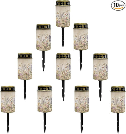Tropical Floral Outdoor Solar Lights Waterproof,Flameless Warm White Lantern Solar-Powered Fairy Lights for Outside,Landscape Lighting for Yard Patio Driveway,Wall Lights Auto On/Off